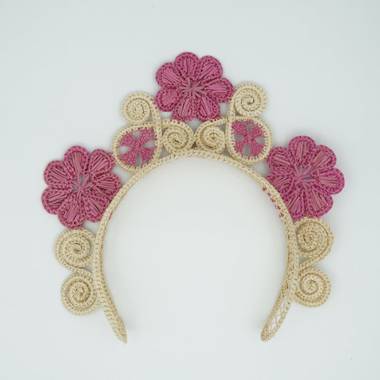 3 flower and caracol child woven crown.