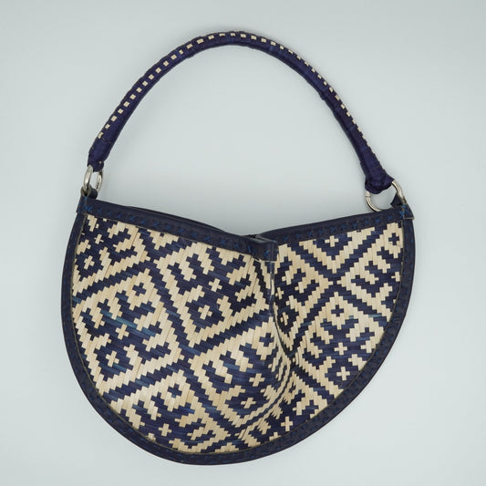Blue woven fortune cookie purse