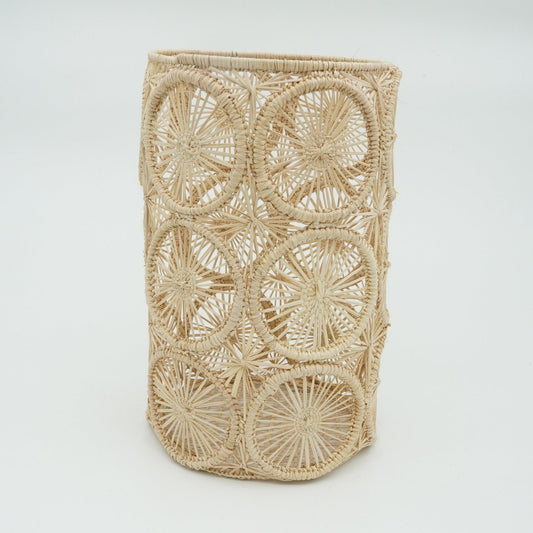 Side view of extra large woven vase