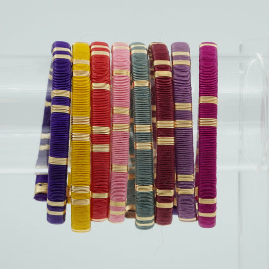 Narrow gold and colorful werregue bracelets 1