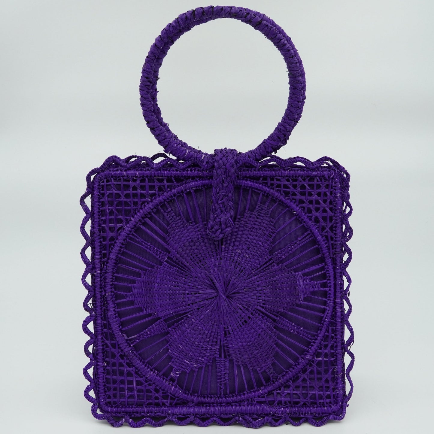 Purple woven square flower purse.
