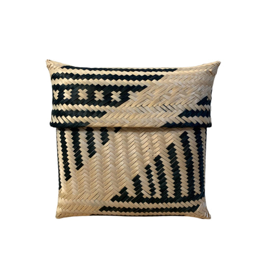 Woven brown and natural envelope purse