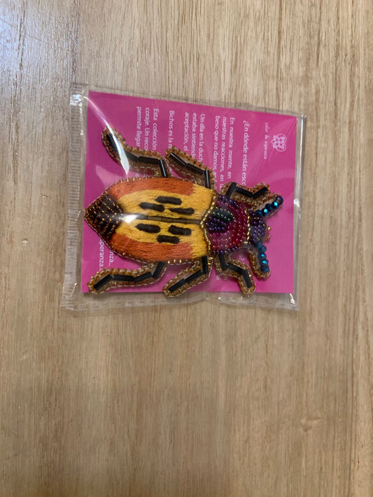 Yellow Beetle Brooch