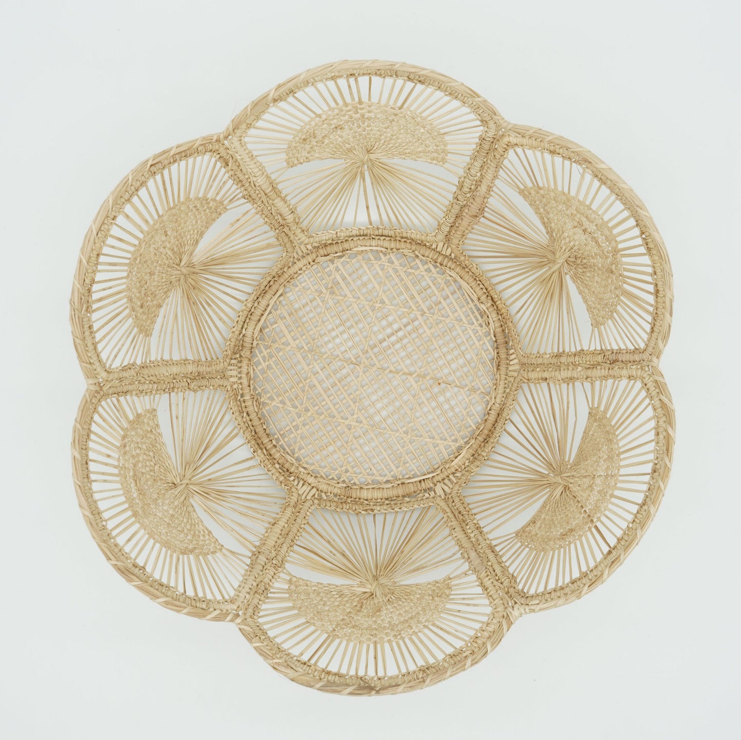 Overvhead view of woven fan basket.